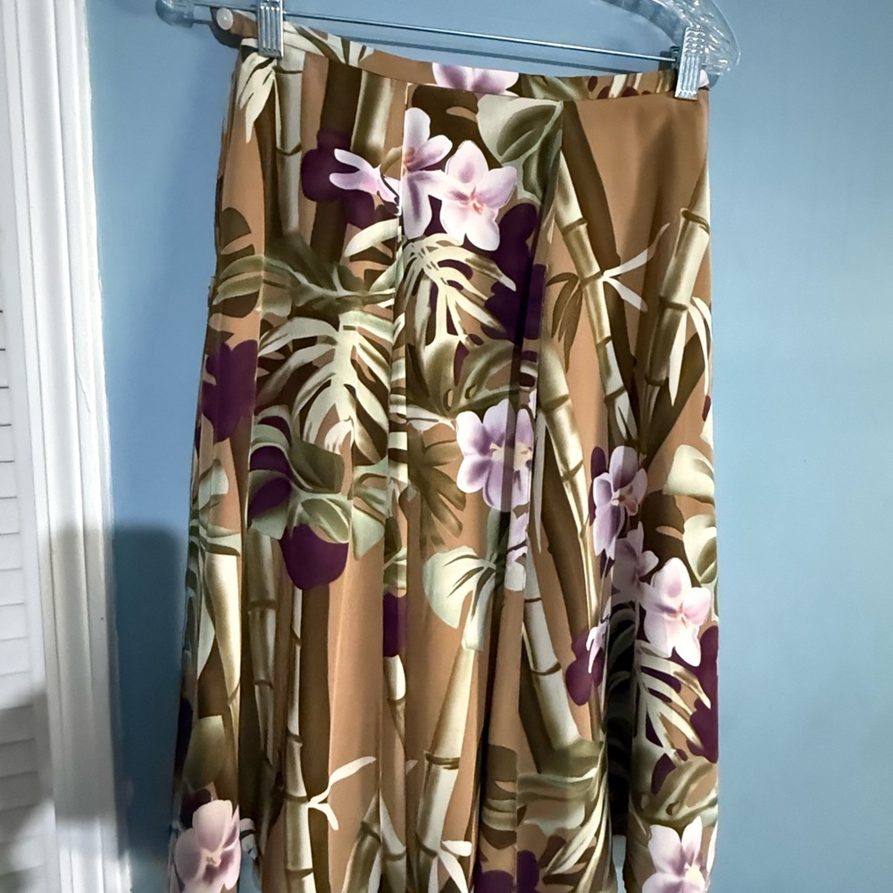 Tropical Floral A-Line Skirt - Brown and Purple - Picture 16 of 16